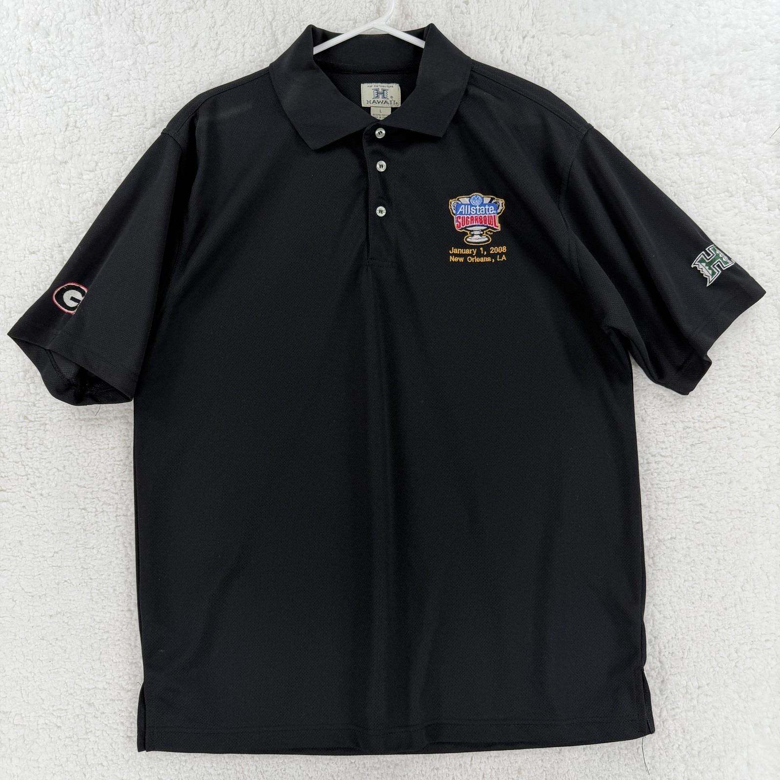 Hawaii Rainbow Warriors Shirt Mens Large Black Ncaa Football Sugar Bowl 2008